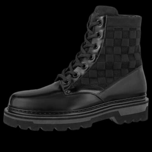 LOUIS VUITTON Flat Ranger Ankle Boots 'Black with Plaid'