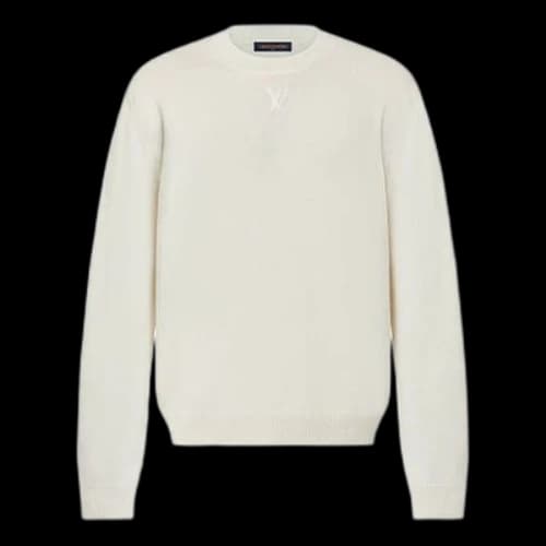 LOUIS VUITTON FW21 Logo Embossing Round Neck Long Sleeves White