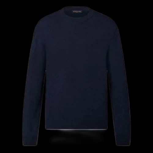 LOUIS VUITTON FW21 Solid Color Logo Embossing Round Neck Long Sleeves Navy Blue