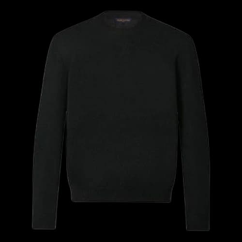 LOUIS VUITTON FW21 Solid Color Logo Embossing Round Neck Long Sleeves Black