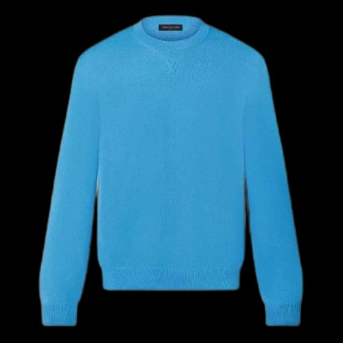 LOUIS VUITTON FW21 Logo Embossing Round Neck Blue