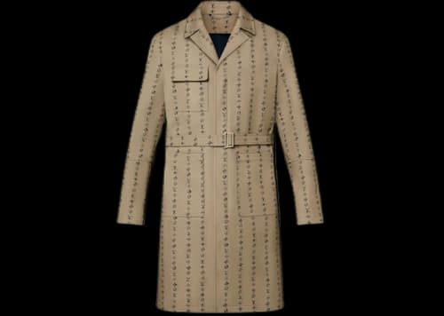 Louis Vuitton x Nigo Monogram Stripes Belted Coat Beige