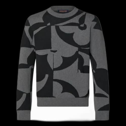 LOUIS VUITTON SS22 Monogram Pattern Printing Round Neck Pullover Gray