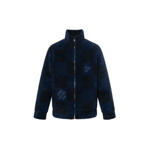 LOUIS VUITTON x NIGO2 Crossover LV2 SS22 Grid Lamb's Wool Zipper Stand Collar Jacket Autumn Blue