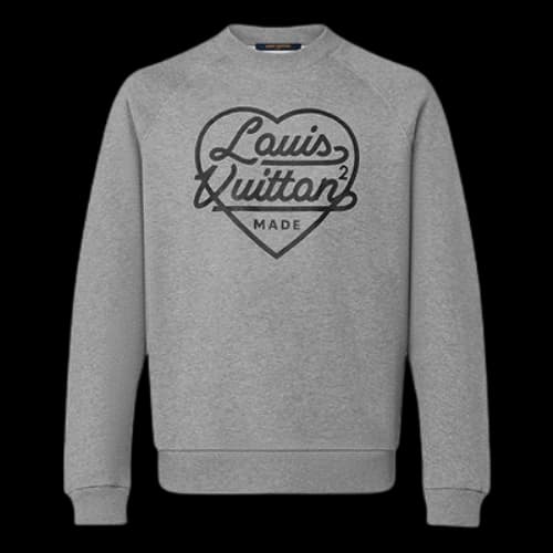 LOUIS VUITTON FW21 Alphabet Pattern Printing Round Neck Pullover Sleeve Gray