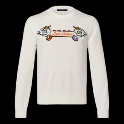 LOUIS VUITTON x NIGO2 Crossover LV2 SS22 Dragon Cartoon Printing Pullover White