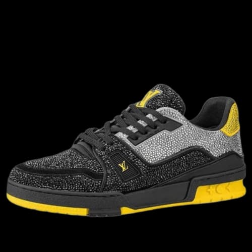 LOUIS VUITTON LV Trainers 'Black Grey Yellow Crystals'