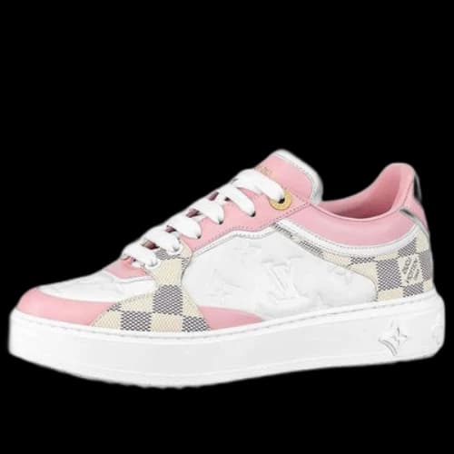 LOUIS VUITTON Time Out Sneakers 'White with Plaid and Logo Monogram' (Women's)