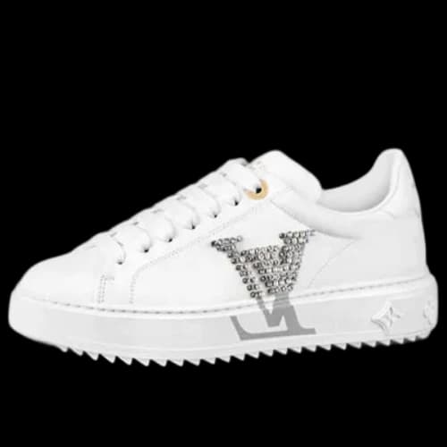 LOUIS VUITTON Time Out Sneakers 'White with Large Crystal Side Logo' (Women's)