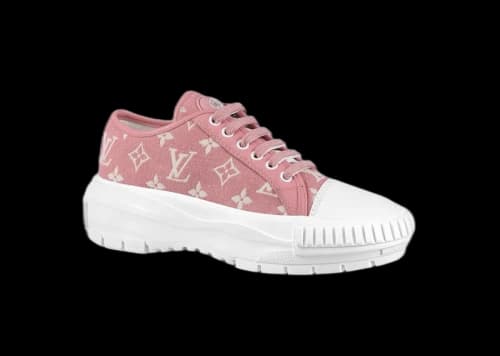 Louis Vuitton Squad Low Monogram Denim Rose Clair Pink White (Women's)
