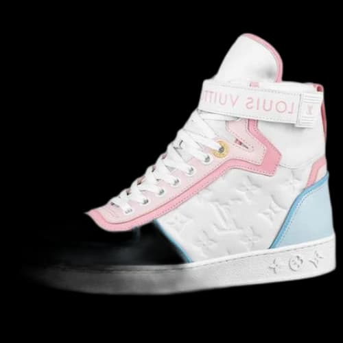 LOUIS VUITTON Boombox Ankle Sneakers 'White Monogram with Pink and Blue' (Women's)