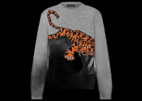 Louis Vuitton Tiger Intarsia Pullover Grey