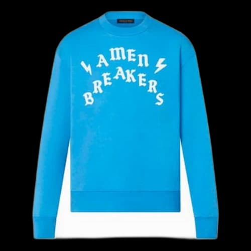 LOUIS VUITTON SS22 Alphabet Printing Round Neck Pullover Long Sleeves Blue T-Shirt