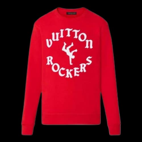 LOUIS VUITTON SS22 Alphabet Pattern Printing Round Neck Long Sleeves Red