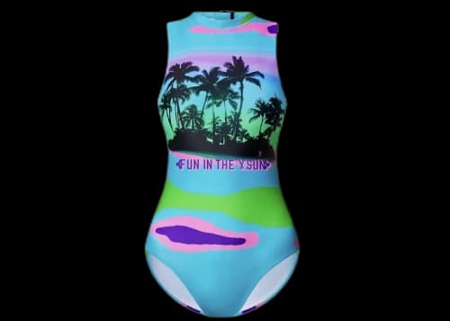 Louis Vuitton Epi Print Palm Tree One-piece Swimsuit Bleu Adonis