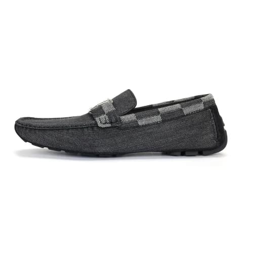 LOUIS VUITTON Hockenheim Moccasin Shoes 'Grey with Plaid Collar'
