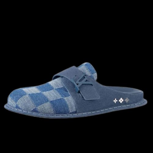 LOUIS VUITTON Easy Mules 'Blue Denim Plaid'
