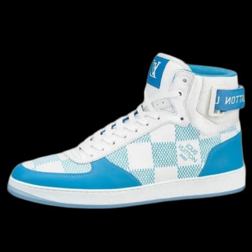 LOUIS VUITTON Rivoli Ankle Sneakers 'White with Blue Plaid'