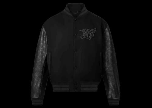 Louis Vuitton Monogram Embossed Leather and Wool Blouson Black