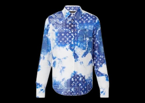 Louis Vuitton Monogram Bandana Hook Detail Long-Sleeved Shirt Blue/White