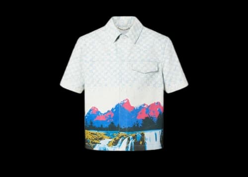 Louis Vuitton Landscape Short-Sleeved Denim Shirt Multicoloured