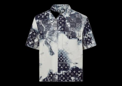 Louis Vuitton Monogram Bandana Short-Sleeved Denim Shirt Indigo/White