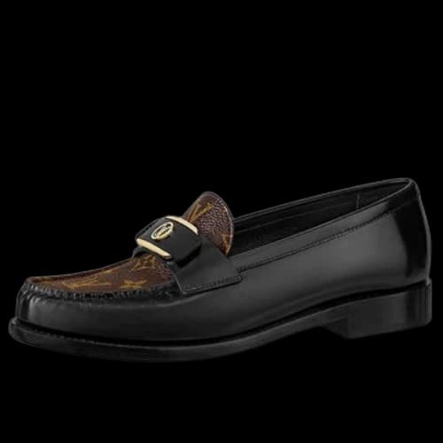 LOUIS VUITTON LV Loafers 'Black with Monogram and Gold Deco' (Women's)