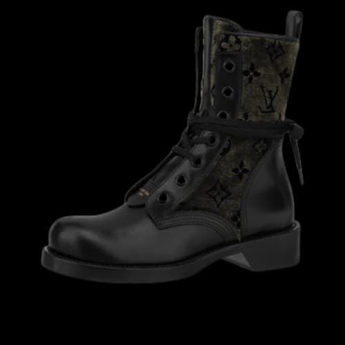 LOUIS VUITTON LV Flat Ranger Boots 'Black with Olive Green Monogram' (Women's)