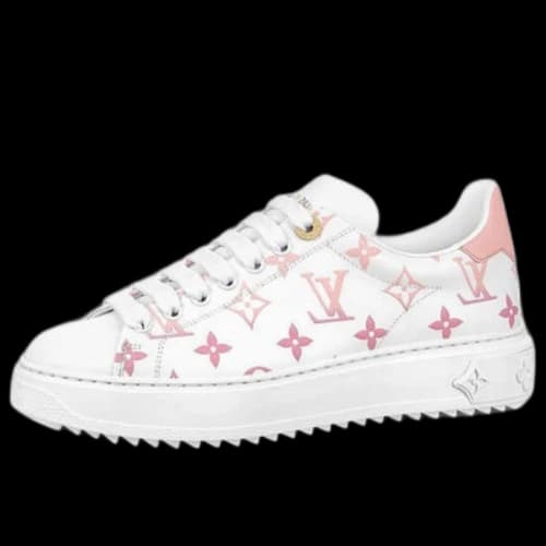 LOUIS VUITTON Time Out Sneakers 'White with Pink Monogram' (Women's)