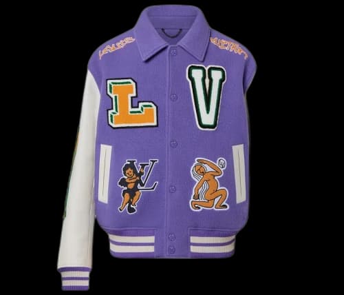 Louis Vuitton Multi-Patches Mixed Leather Varsity Blouson Fig