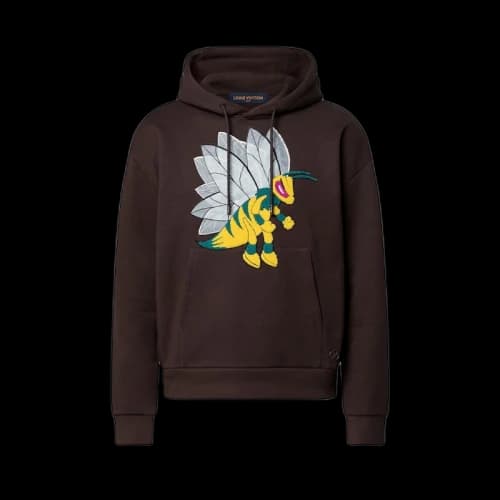 Louis Vuitton Graphic Bee Patched Hoodie Brown
