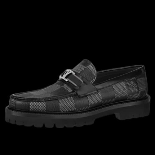 LOUIS VUITTON Major Loafers 'Grey Black Plaid'