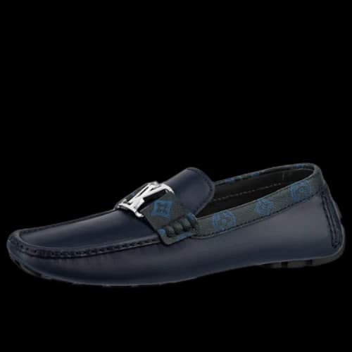 LOUIS VUITTON Monte Carlo Moccasin Shoes 'Navy with Monogram Collar'