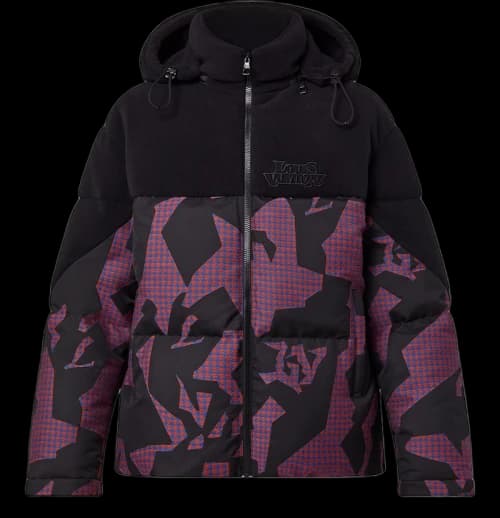 Louis Vuitton Bimaterial Hooded Down Jacket Black/Violet