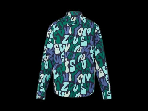 Louis Vuitton Regular Long-Sleeved Allover Logo Shirt Green
