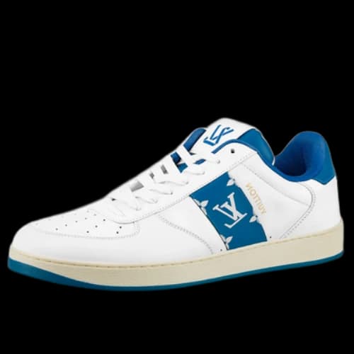 LOUIS VUITTON Rivoli Sneakers 'White with Blue Side Monogram Band'