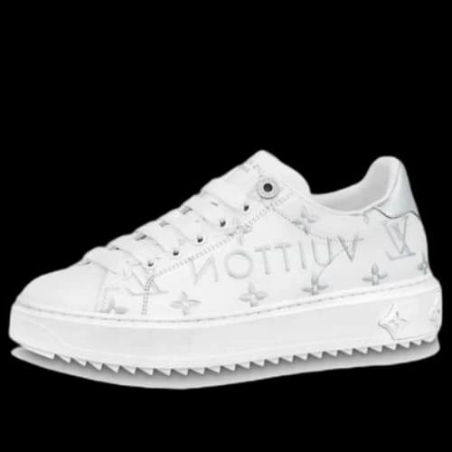 LOUIS VUITTON Time Out Sneakers 'White with Silver Monogram and Logo' (Women's)