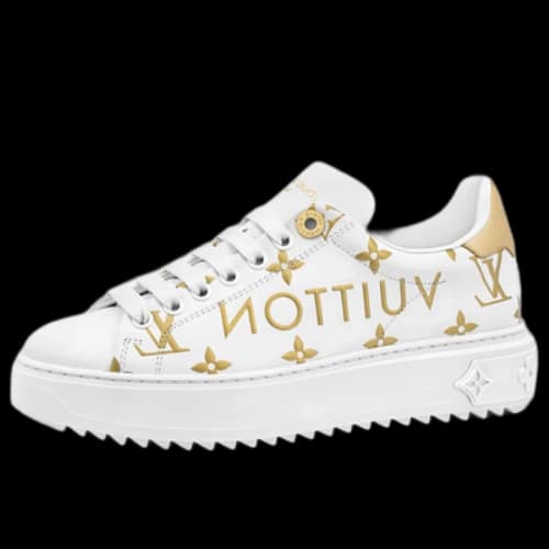 LOUIS VUITTON Time Out Sneakers 'White with Gold Monogram' (Women's)