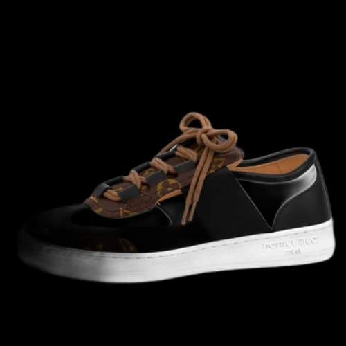LOUIS VUITTON Lous Sneakers 'Black with Brown Monogram Deco' (Women's)