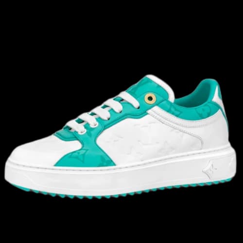 LOUIS VUITTON Time Out Sneakers 'White and Teal Monogram' (Women's)