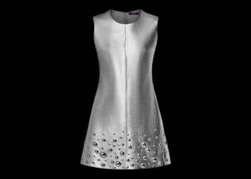 Louis Vuitton x Yayoi Kusama Metal Studs Metallized Leather Dress Silver