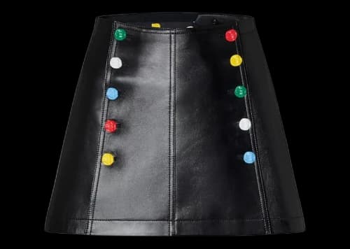 Louis Vuitton x Yayoi Kusama Buttons Leather Mini Skirt Black