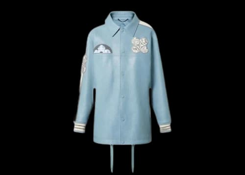 Louis Vuitton Long Leather Coach Jacket Metal Grey