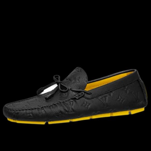 LOUIS VUITTON x YAYOI KUSAMA Moccasin Shoes 'Black Monogram with Yellow'
