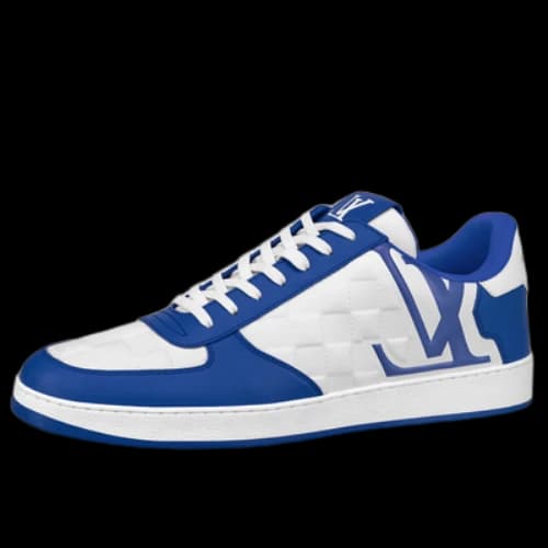 LOUIS VUITTON Rivoli Sneakers 'White Plaid with Blue Side Logo'
