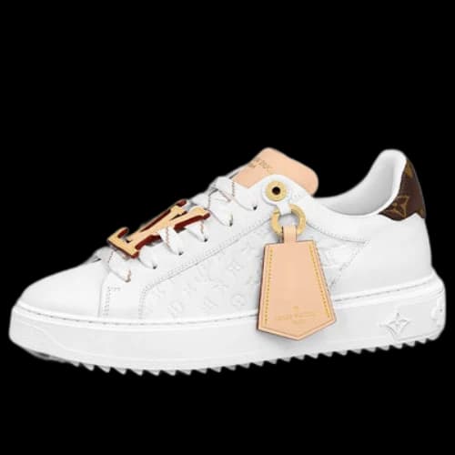 LOUIS VUITTON Time Out Sneakers 'White Monogram Beige Logo' (Women's)