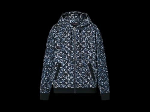 Louis Vuitton Monogram Pointilism Zip Through Hoodie Blue