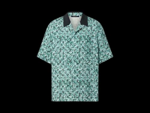 Louis Vuitton Monogram Pointilism SS Crepe Shirt Green