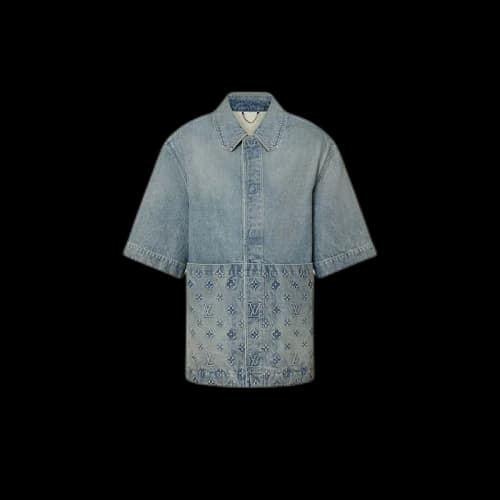 Louis Vuitton Short Sleeve Denim Workwear Shirt Washed Denim