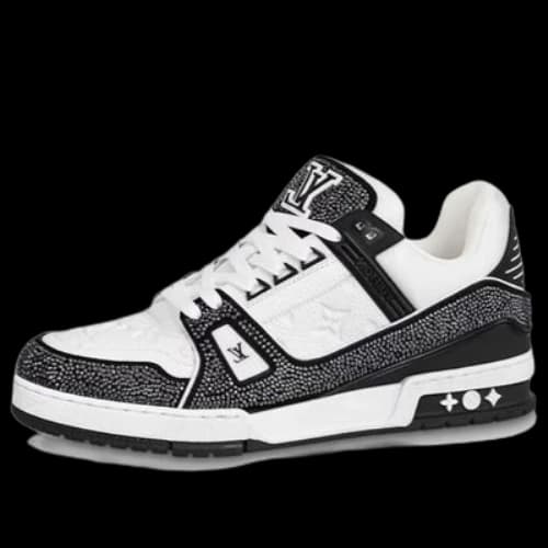 LOUIS VUITTON LV Trainer Sneakers 'Black White Rhinestones'